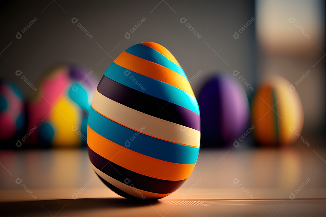 Ovo da páscoa colorido sobre uma mesa