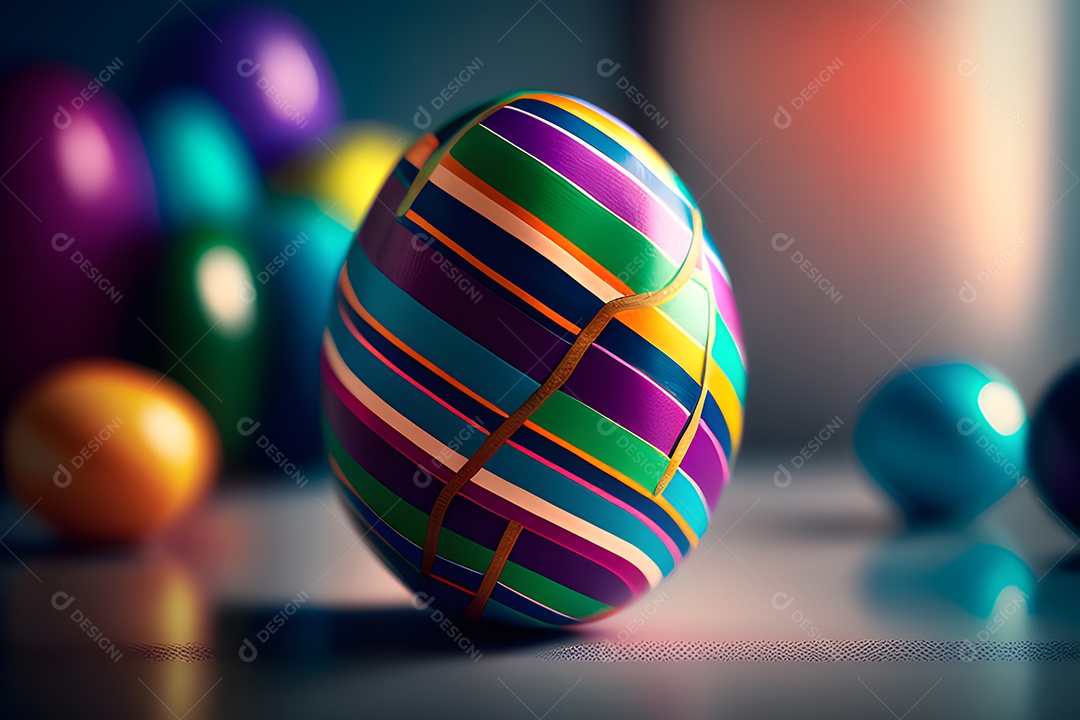 Ovo da páscoa colorido sobre uma mesa