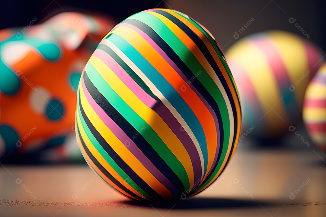 Ovo da páscoa colorido sobre uma mesa