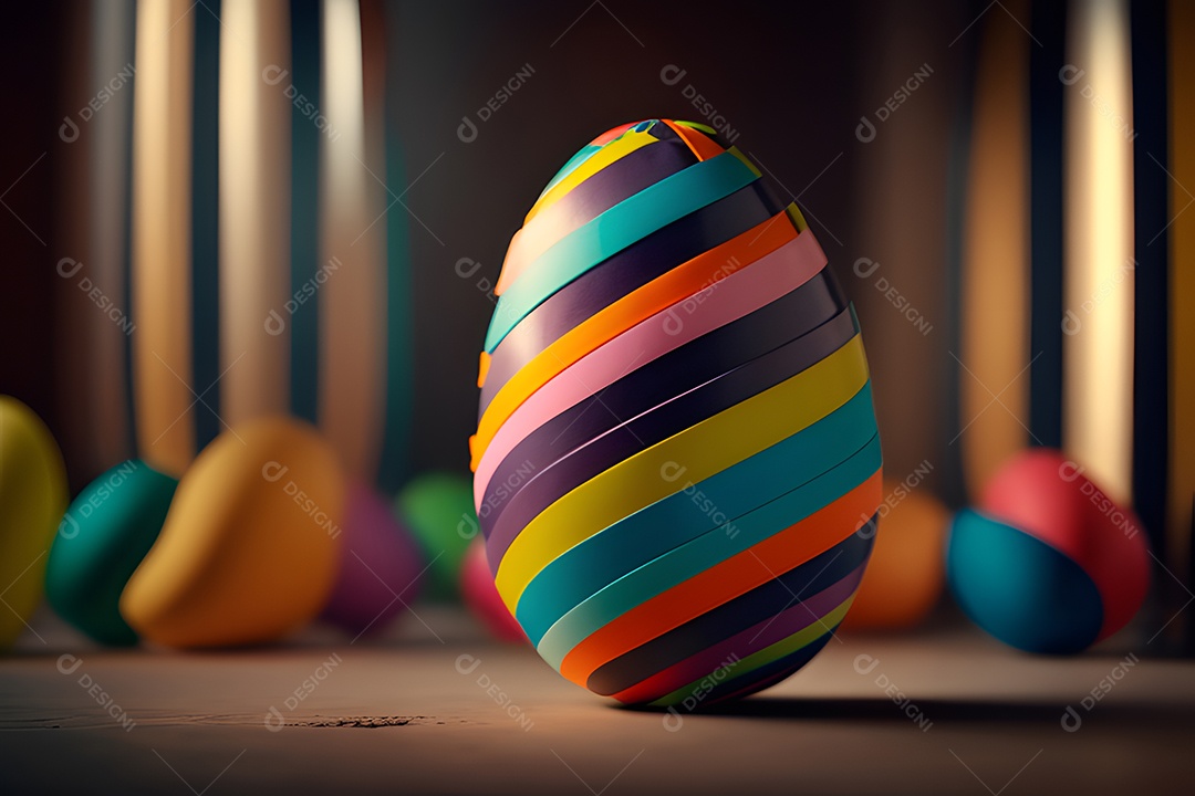 Ovo da páscoa colorido sobre uma mesa
