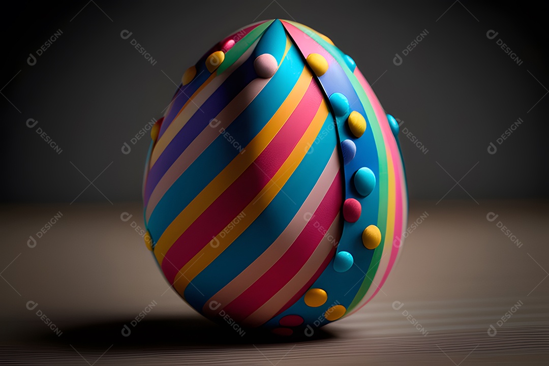 Ovo da páscoa colorido sobre uma mesa