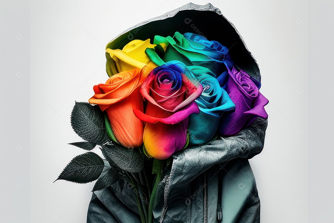 Flores coloridas sobre fundo isolado.