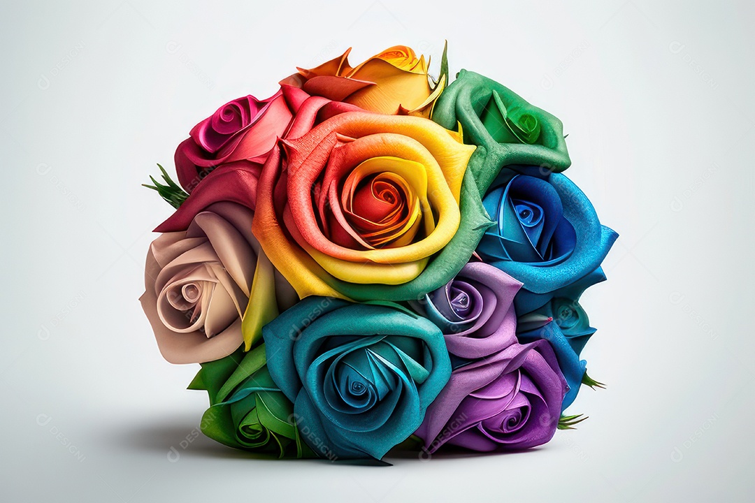 Flores coloridas sobre fundo isolado.