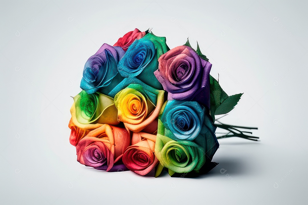 Flores coloridas sobre fundo isolado.