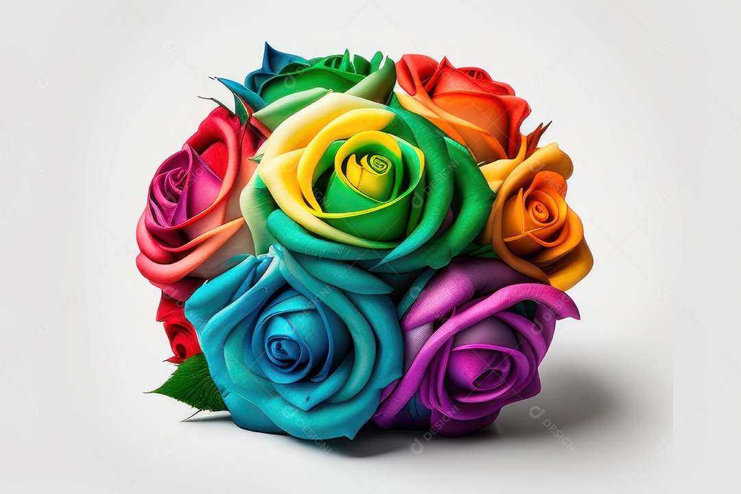 Flores coloridas sobre fundo isolado.