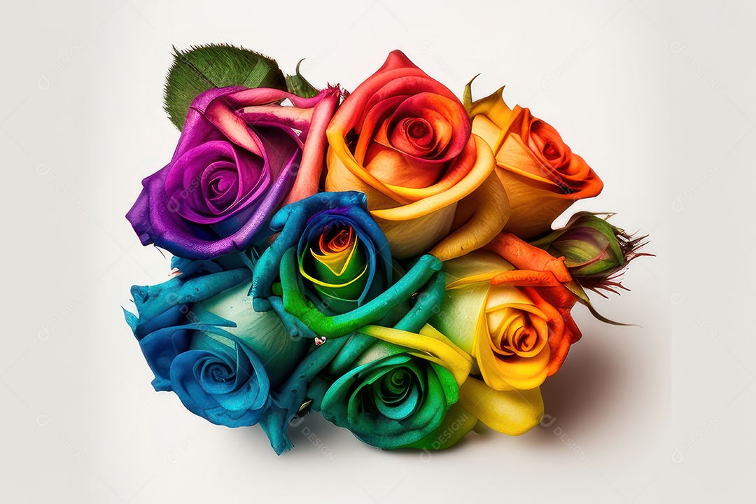 Flores coloridas sobre fundo isolado.