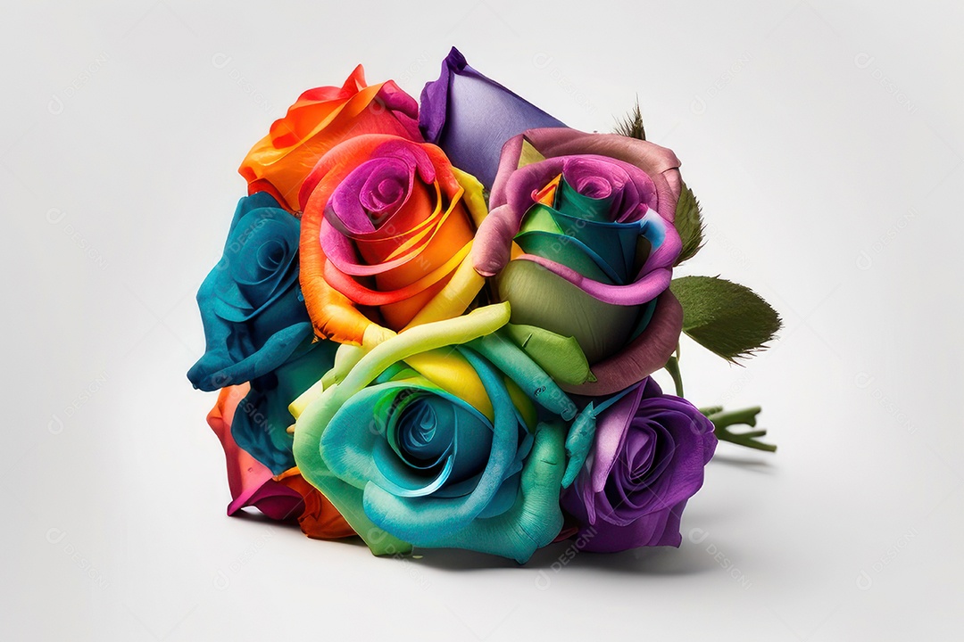 Flores coloridas sobre fundo isolado.