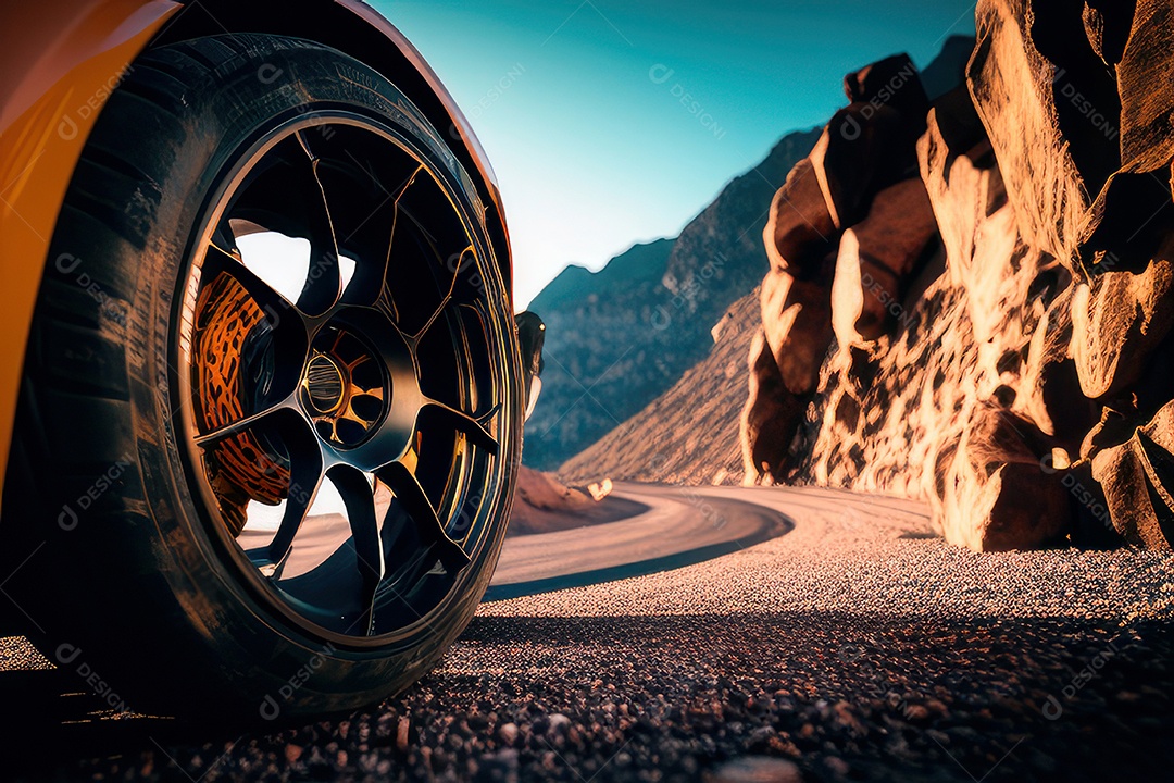 Pneu e roda de carro em destaque.