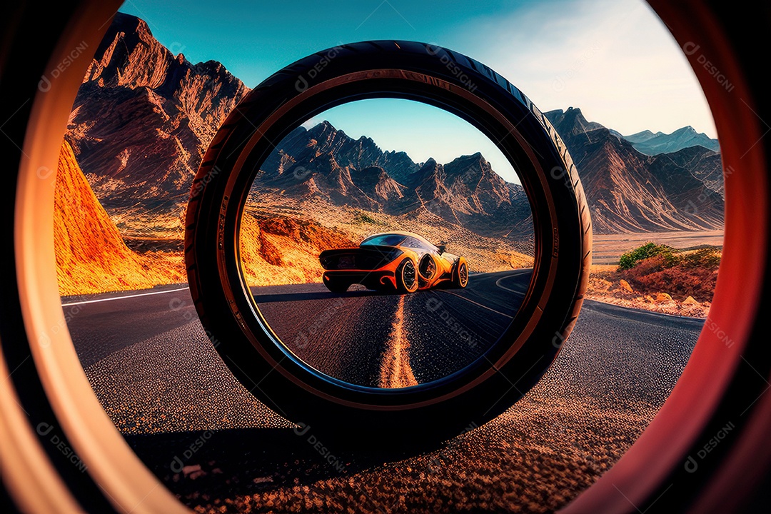 Pneu e roda de carro em destaque.