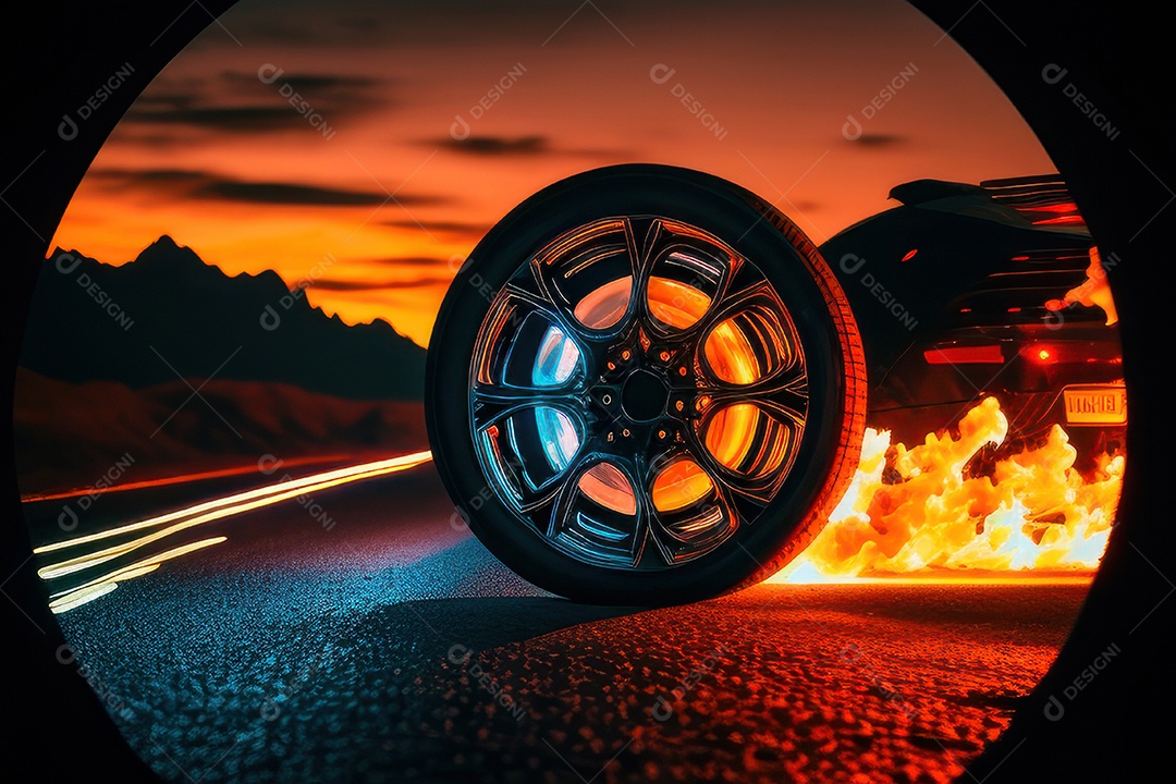 Pneu e roda de carro em destaque.