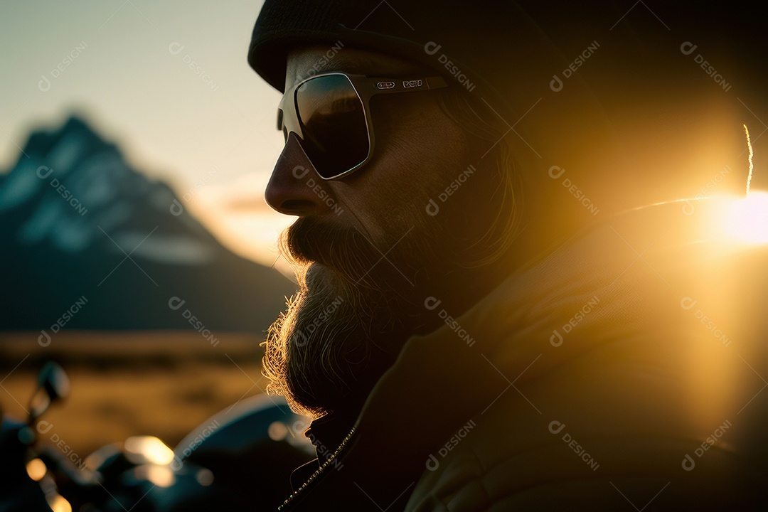 Motoqueiro viajando de motocicleta.