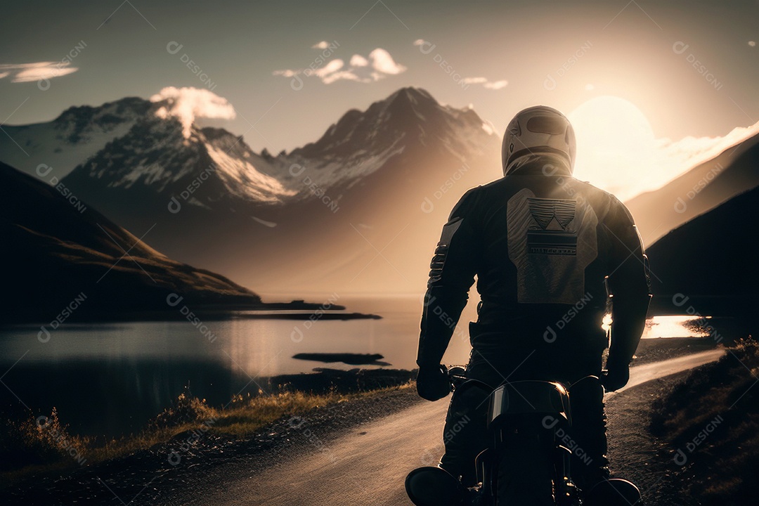 Motoqueiro viajando de motocicleta.