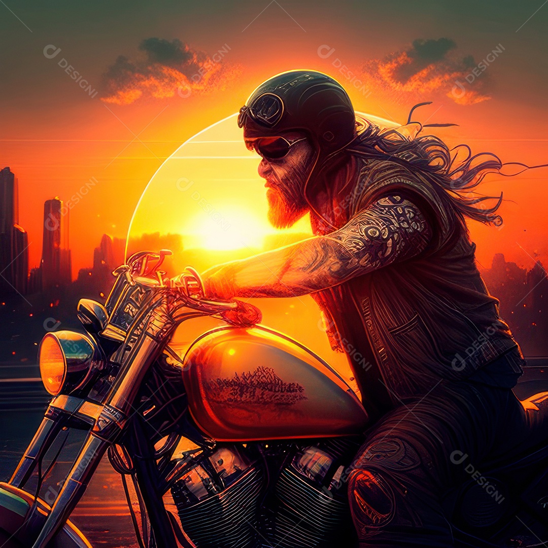 Motoqueiro viajando de motocicleta.