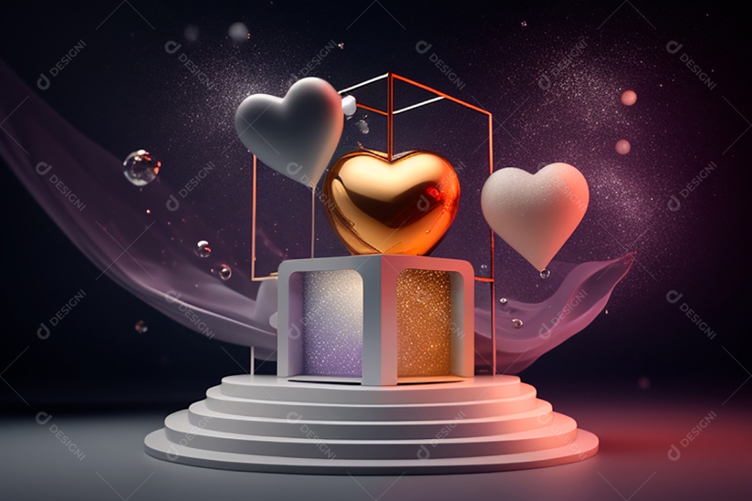 Plano de fundo corações metálico