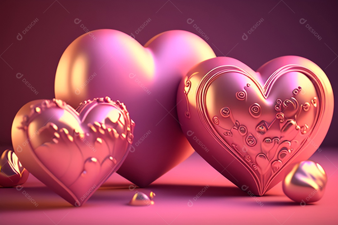 Plano de fundo corações metálico