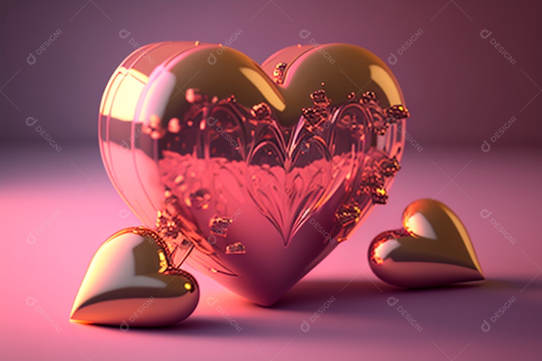 Plano de fundo corações metálico