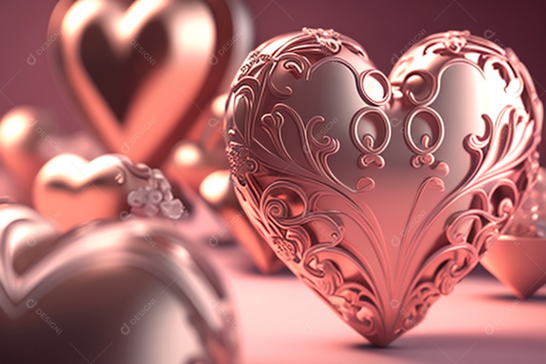 Plano de fundo corações metálico