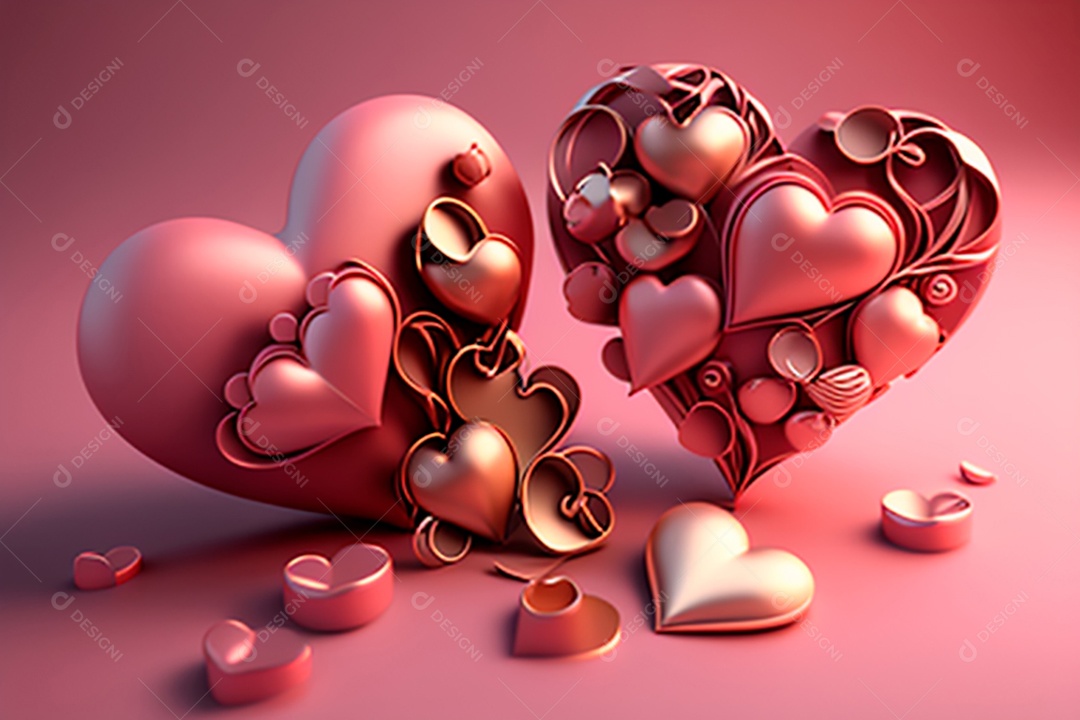 Plano de fundo corações metálico