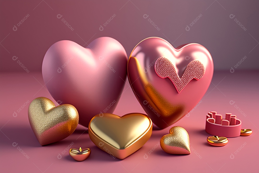 Plano de fundo corações metálico