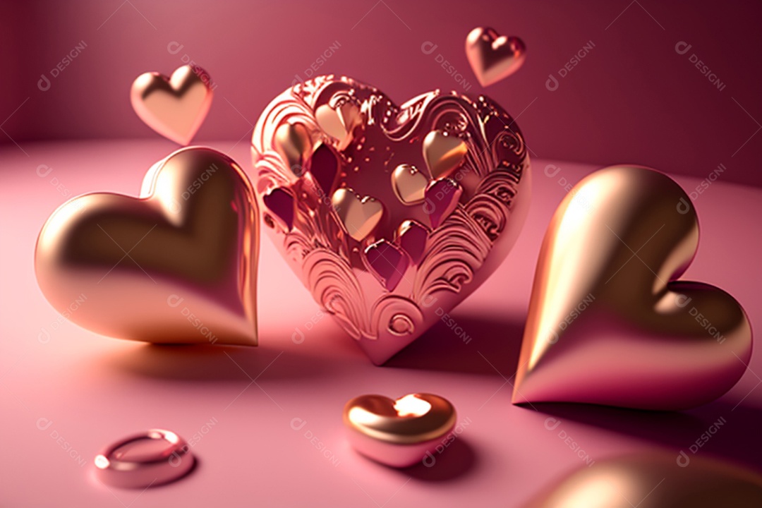 Plano de fundo corações metálico