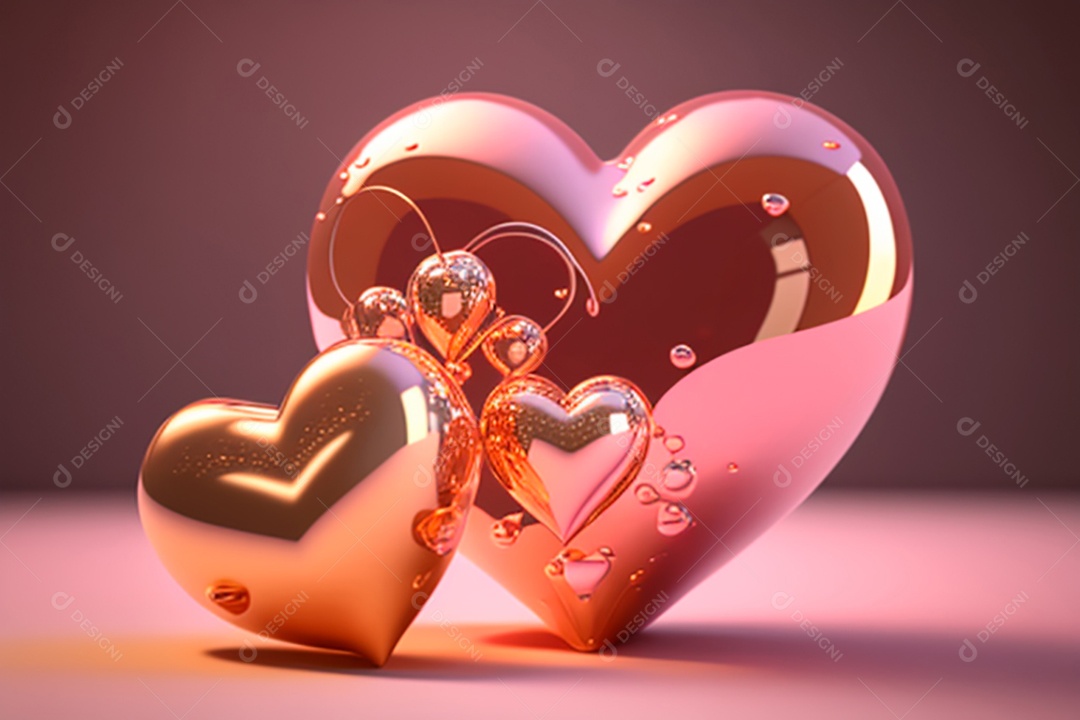 Plano de fundo corações metálico