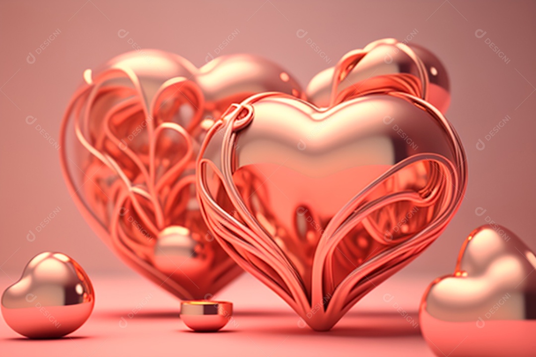 Plano de fundo corações metálico