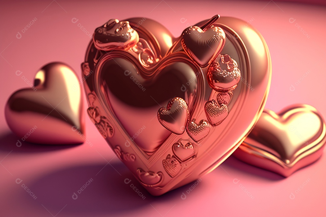 Plano de fundo corações metálico