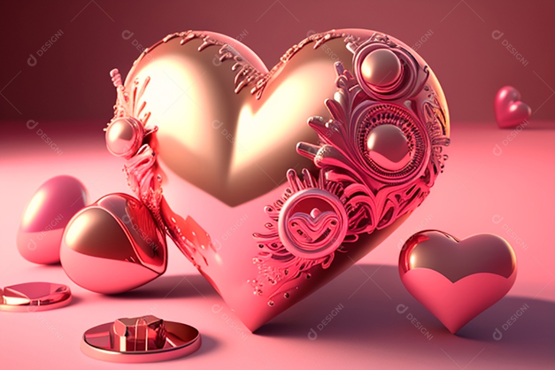 Plano de fundo corações metálico