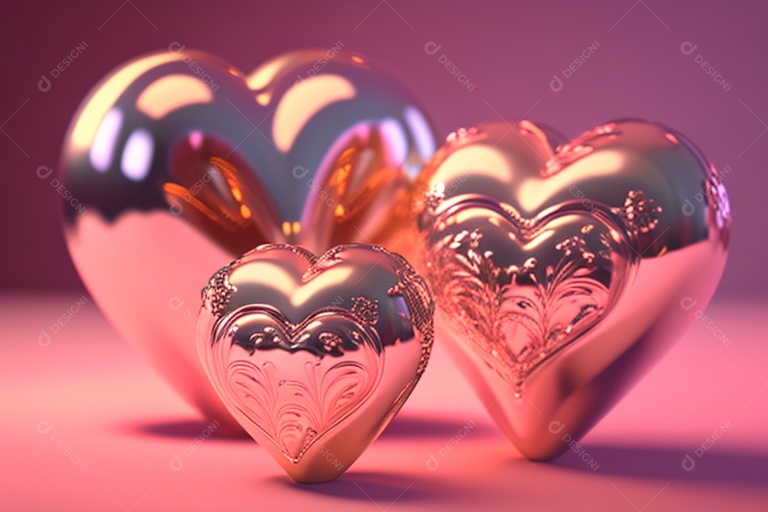 Plano de fundo corações metálico