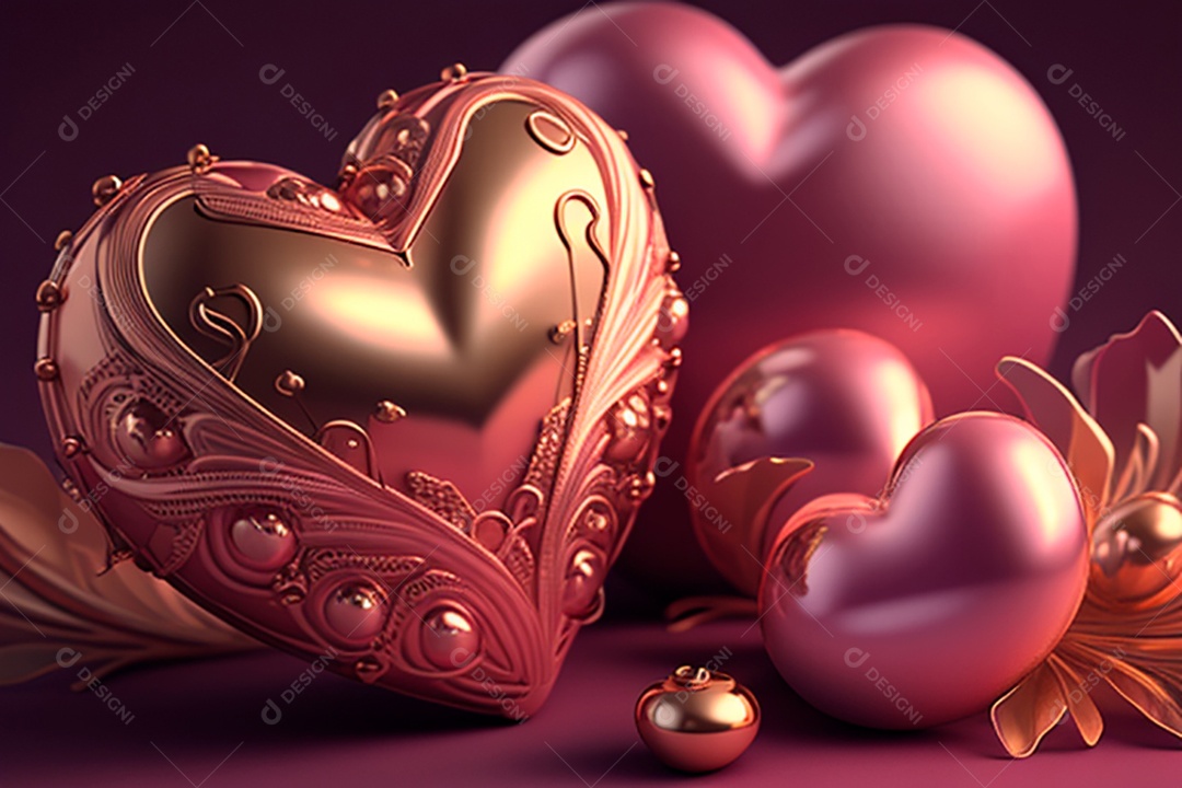 Plano de fundo corações metálico