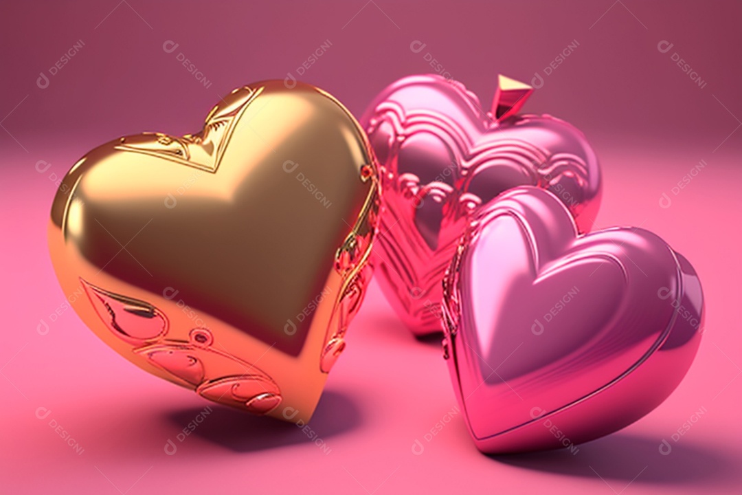 Plano de fundo corações metálico