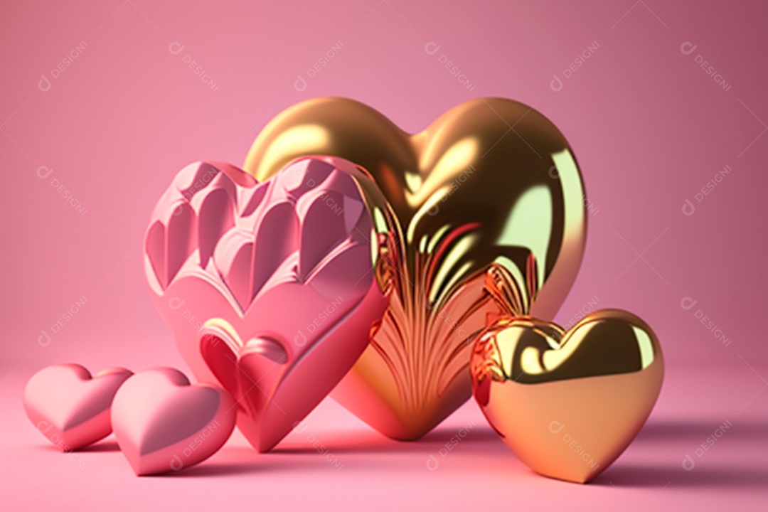 Plano de fundo corações metálico