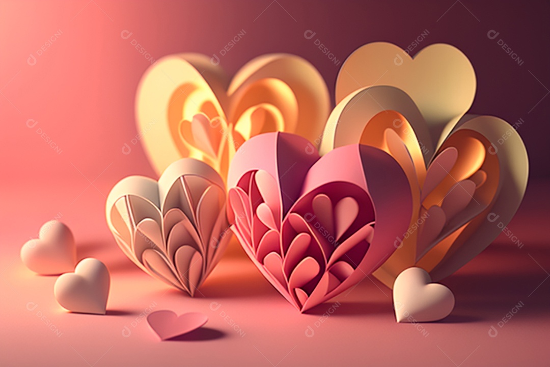 Plano de fundo corações metálico