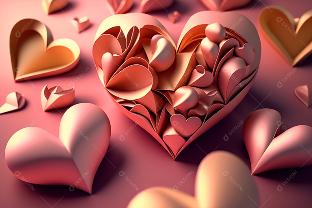 Plano de fundo corações metálico