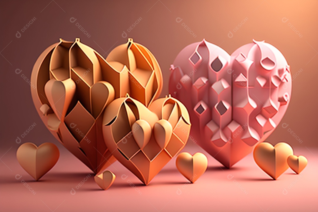 Plano de fundo corações metálico