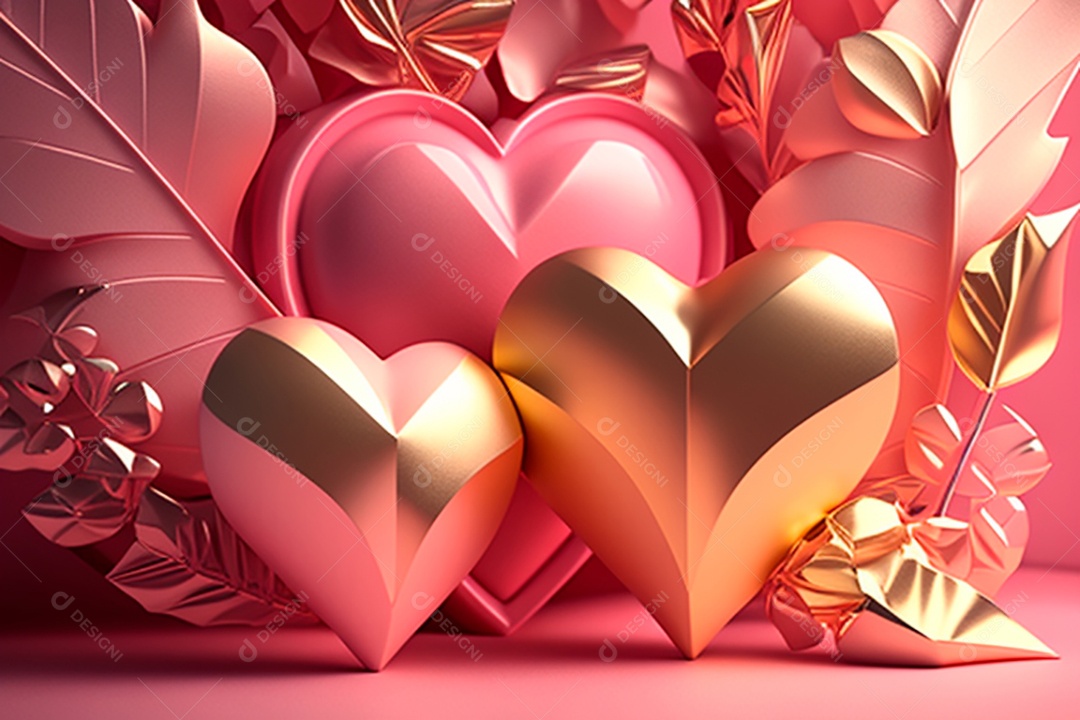 Plano de fundo corações metálico