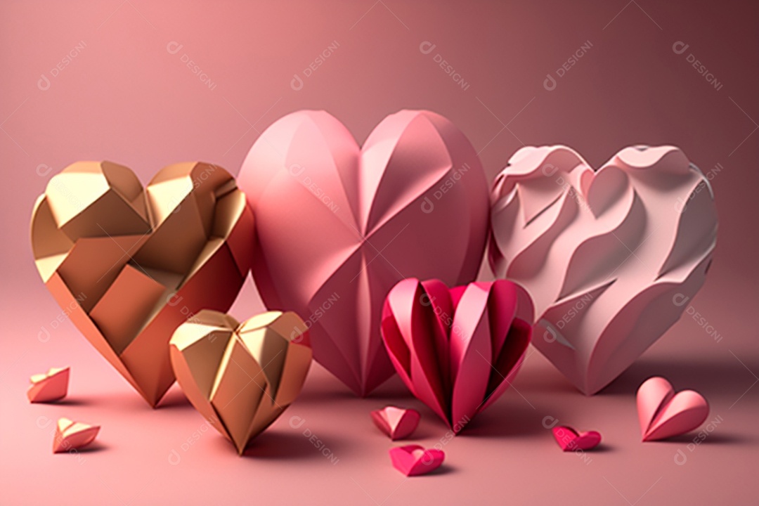 Plano de fundo corações metálico