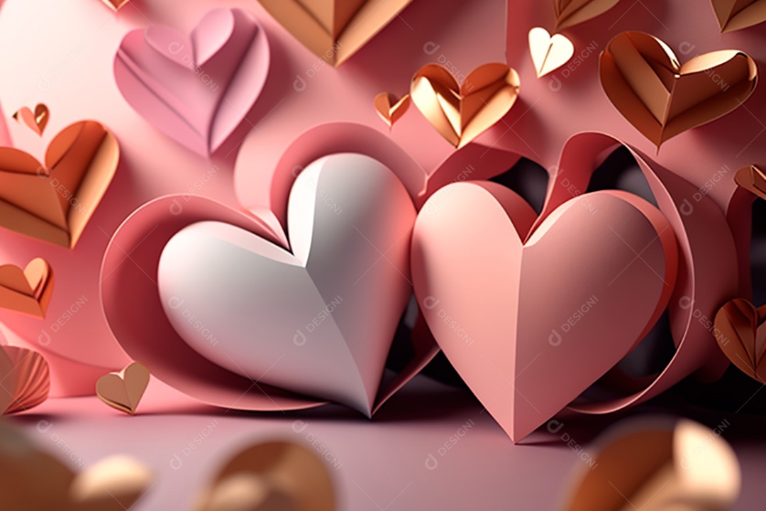 Plano de fundo corações metálico