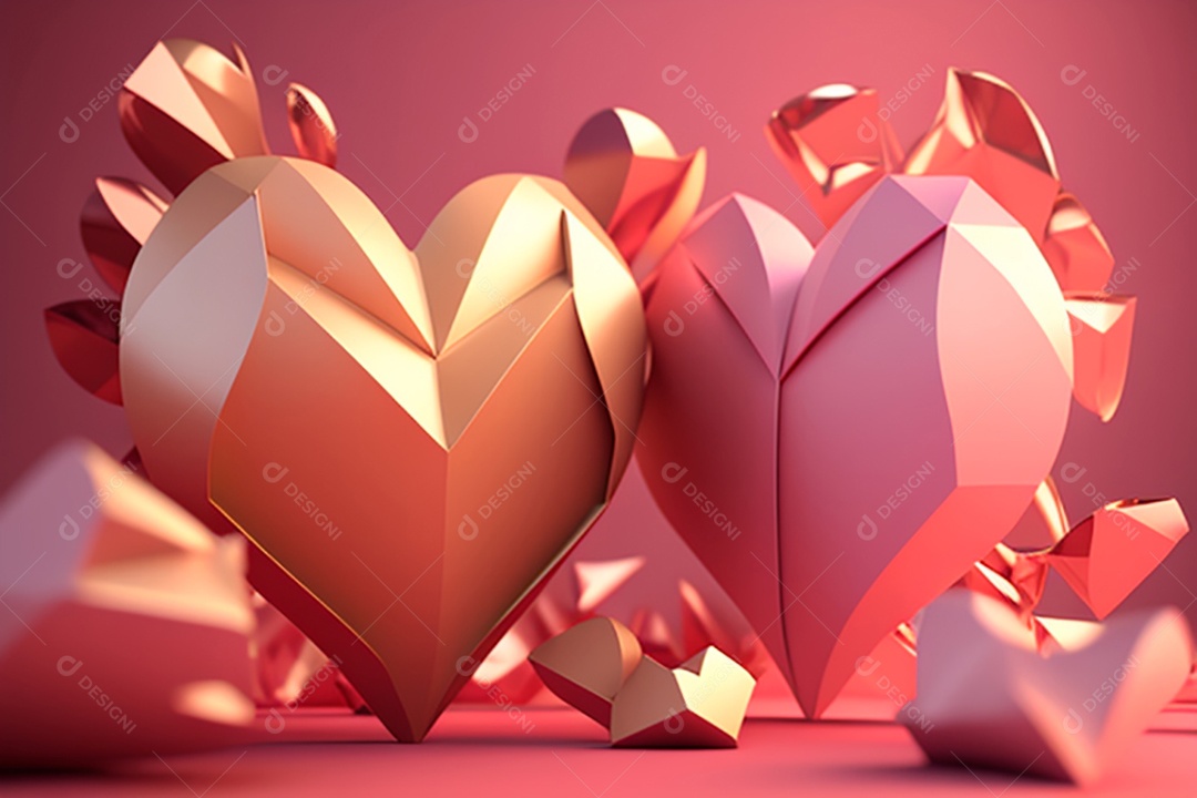 Plano de fundo corações metálico