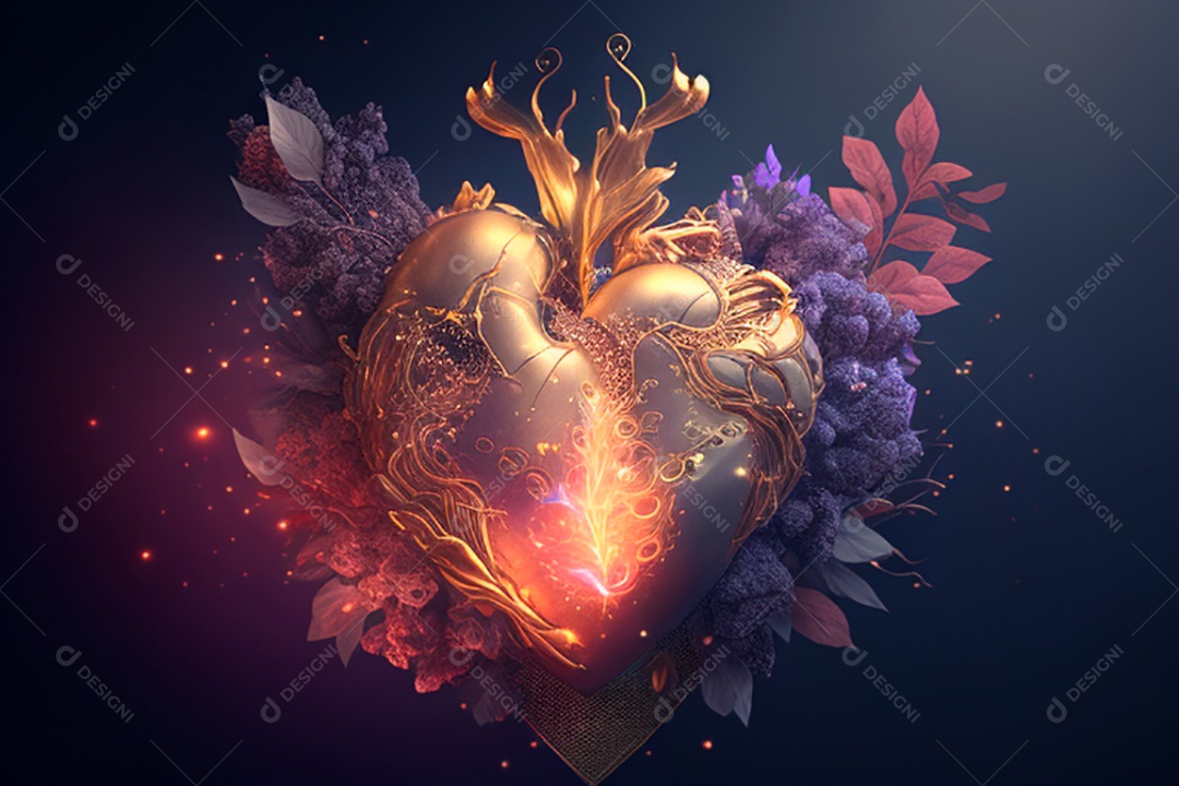 Plano de fundo de coração com detalhes e luzes ao fundo