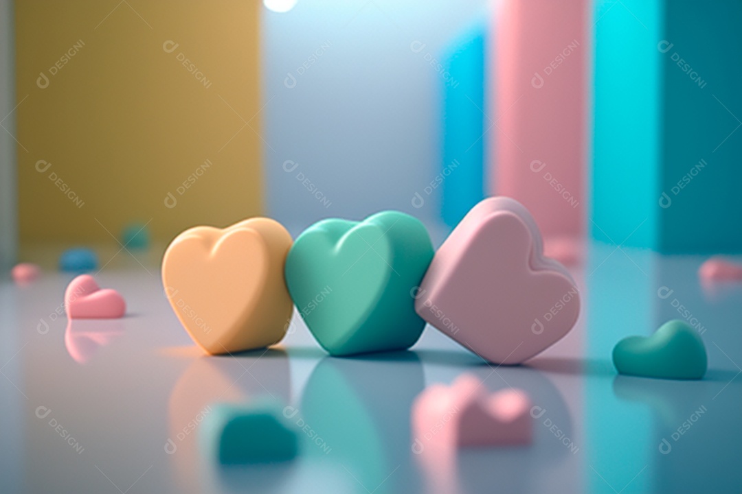 Cenário de dia dos namorados corações cortados sobre fundo isolado