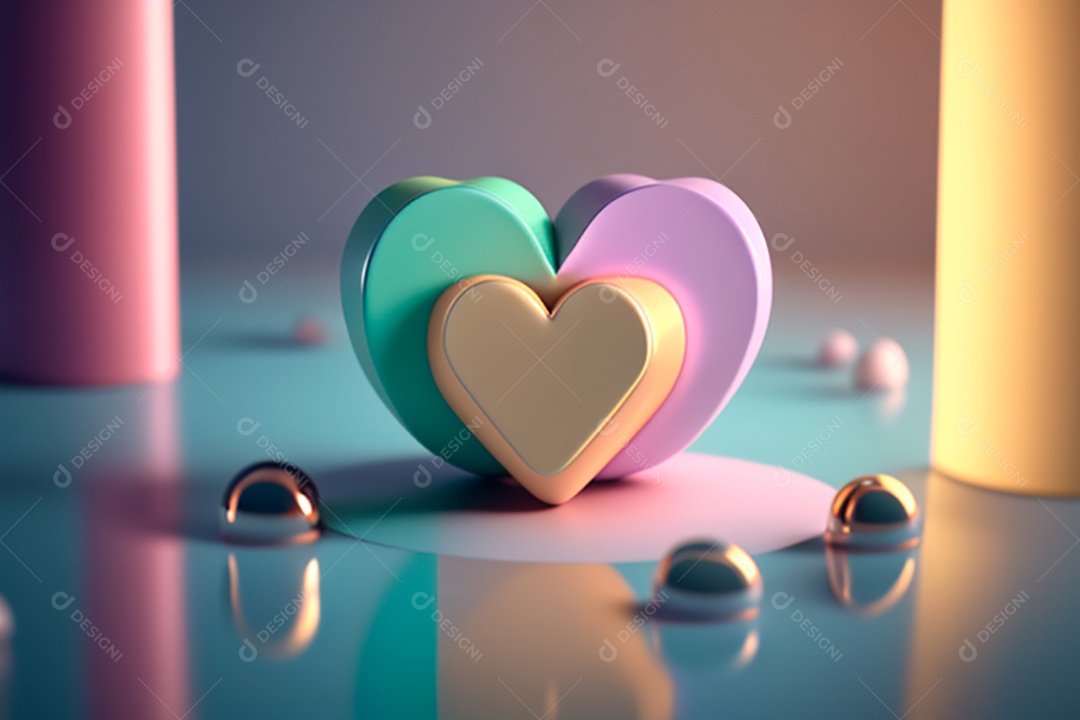 Cenário de dia dos namorados corações cortados sobre fundo isolado