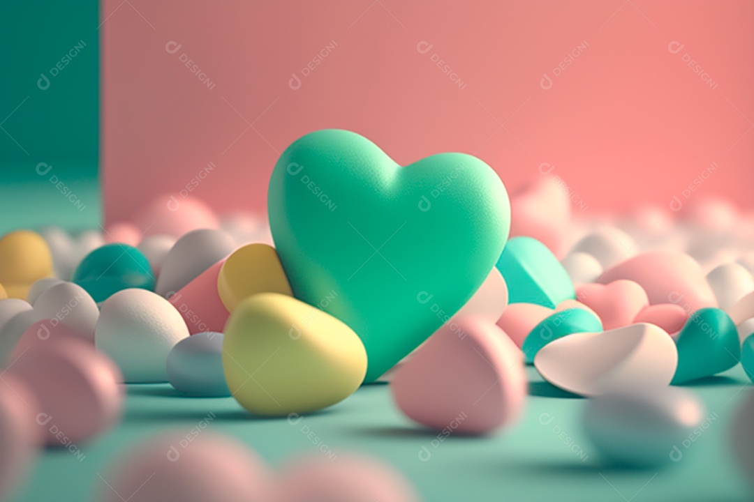 Cenário de dia dos namorados corações cortados sobre fundo isolado