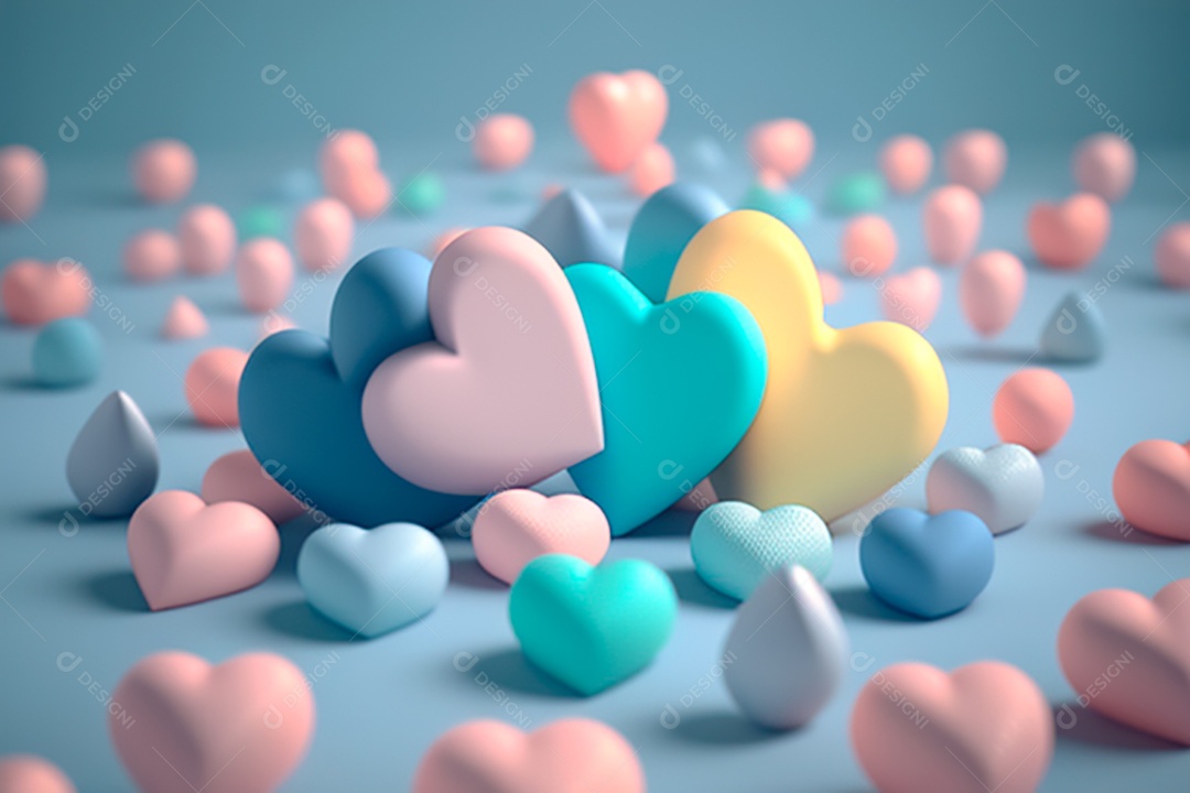 Cenário de dia dos namorados corações cortados sobre fundo isolado