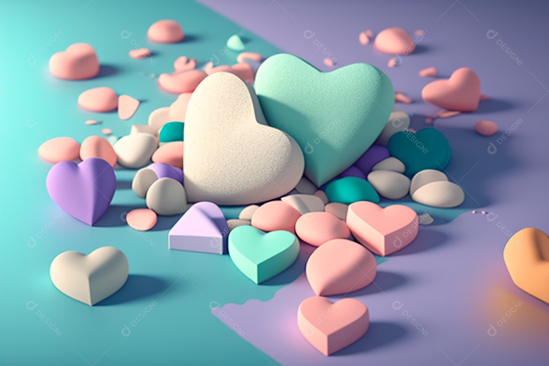 Cenário de dia dos namorados corações cortados sobre fundo isolado