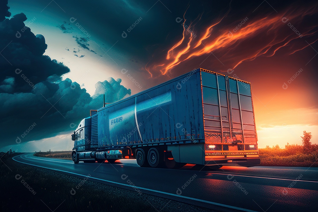Caminhão com transporte de carga.