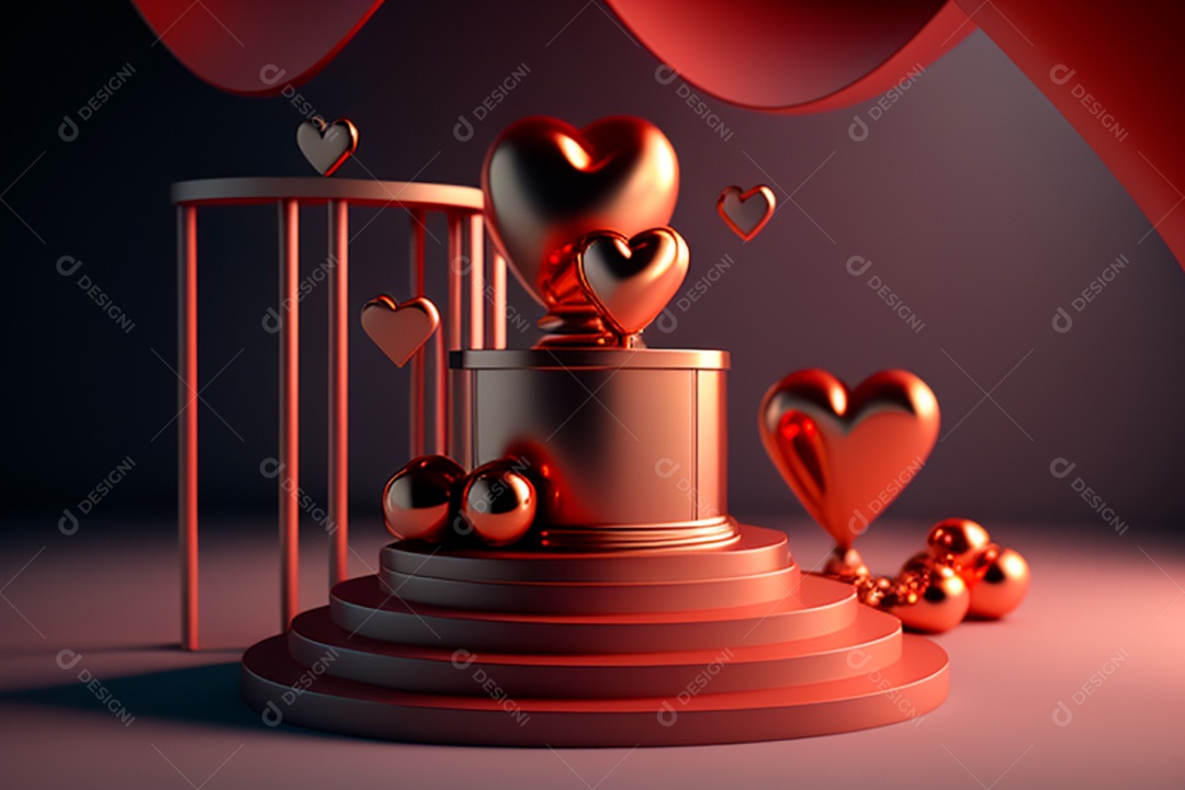 Cenário de dia dos namorados corações cortados sobre fundo isolado