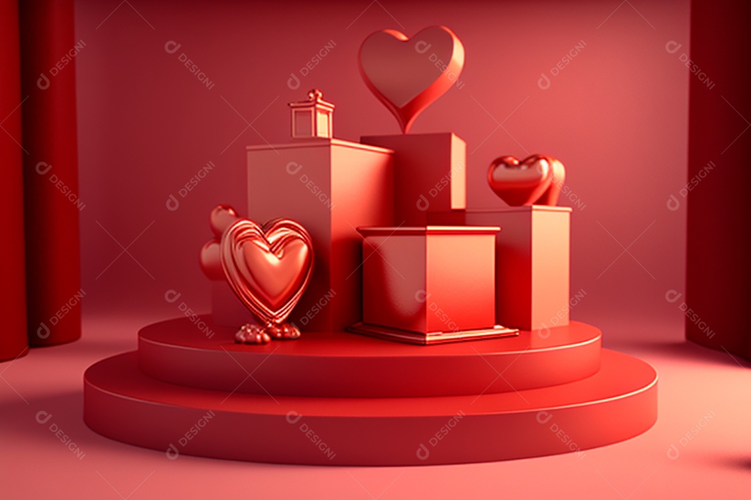 Cenário de dia dos namorados corações cortados sobre fundo isolado