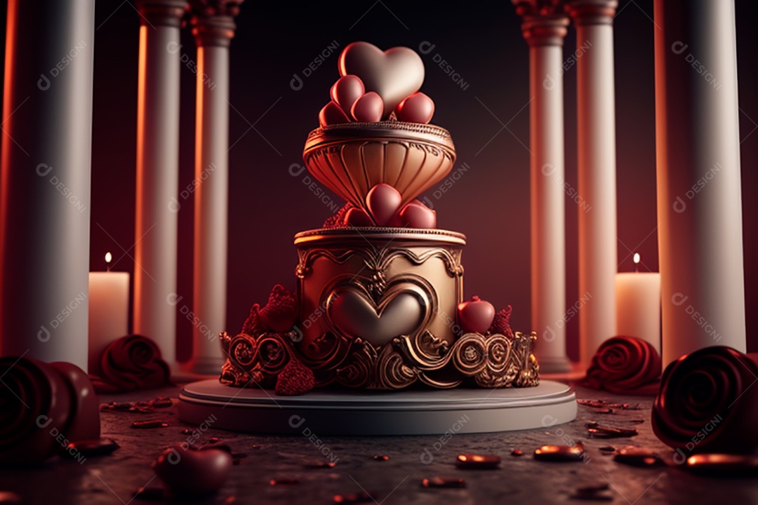 Cenário de dia dos namorados corações cortados sobre fundo isolado