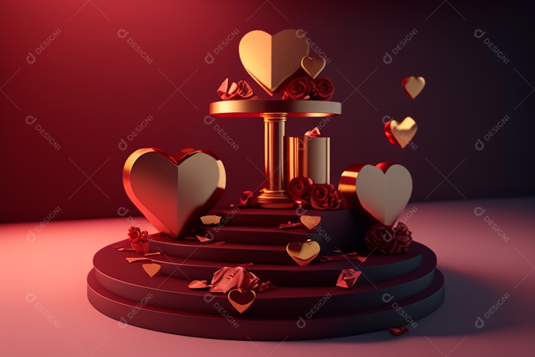 Cenário de dia dos namorados corações cortados sobre fundo isolado